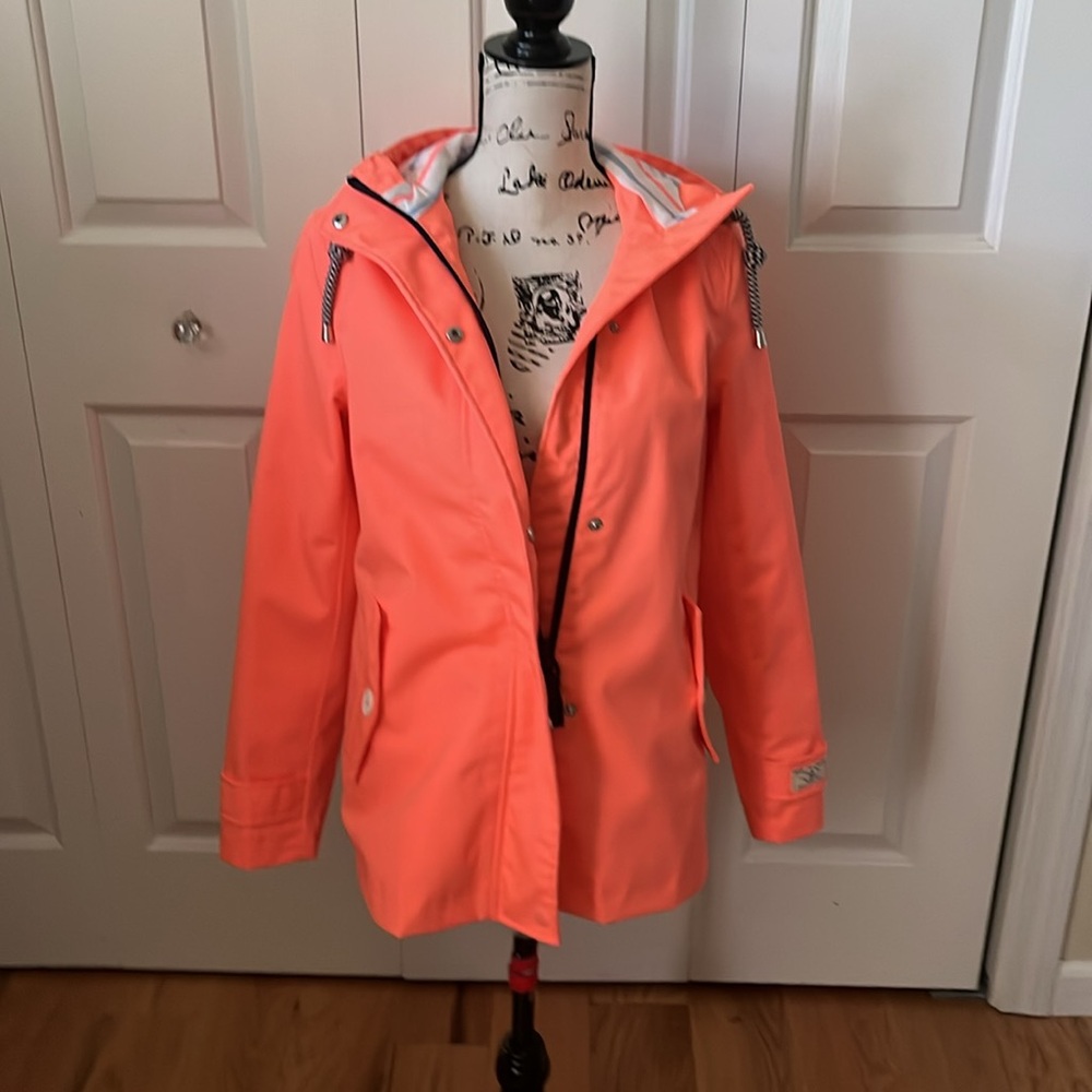 Joules Waterproof & Breathable Neon Orange Hooded jacket size 4 - Picture 9 of 12